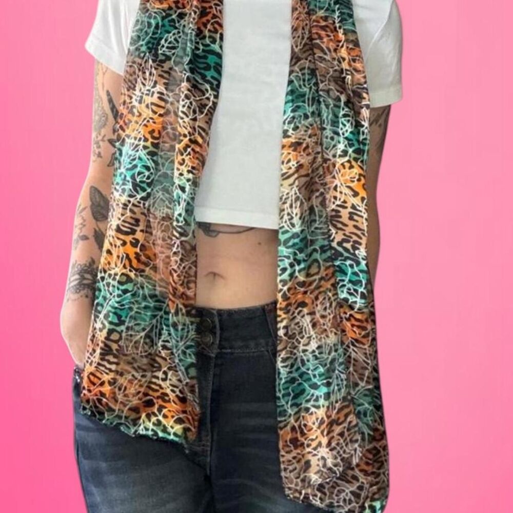 vintage y2k cheetah rose scarf